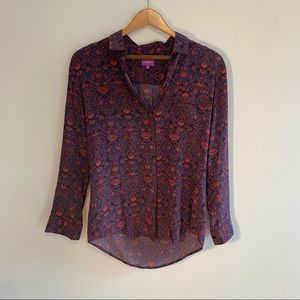 Nwot liberty of London blue and red button down shirt 100% silk